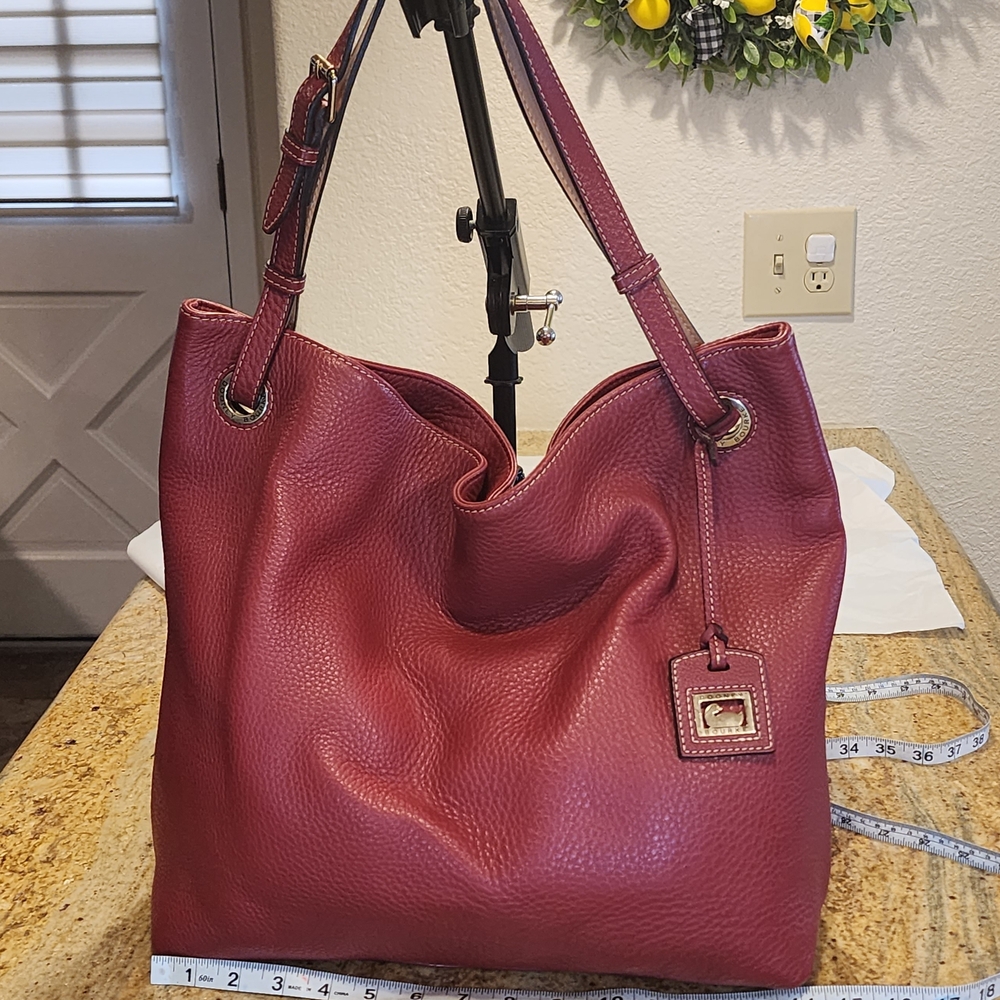 Dooney & Bourke Grommet Pebble Rich Red Leather Tote Purse Bag Handbag